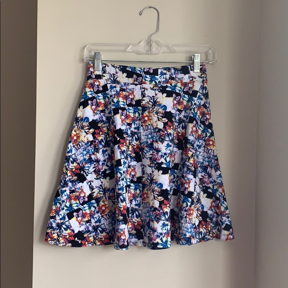 Floral Print Mini Skater Skirt